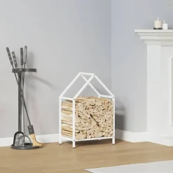 VIDAXL - Portant de bois chauffage blanc 40x25x60 cm