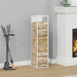 VIDAXL - Portant de bois chauffage blanc 25x25x100 cm