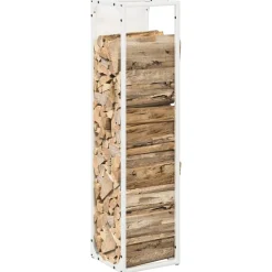 VIDAXL - Portant de bois chauffage blanc 25x25x100 cm