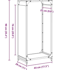 VIDAXL - Portant de bois chauffage noir 44x28x90 cm