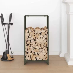 VIDAXL - Portant de bois chauffage vert olive 40x30x80 cm