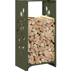 VIDAXL - Portant de bois chauffage vert olive 40x30x80 cm