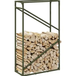 VIDAXL - Portant de bois chauffage vert olive 60x25x100 cm
