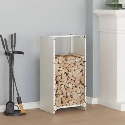 VIDAXL - Portant de bois chauffage blanc 40x30x80 cm