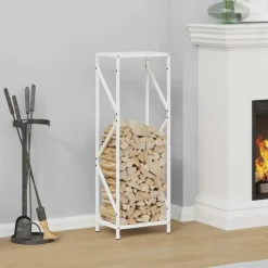 VIDAXL - Portant de bois chauffage blanc 34x25x100 cm