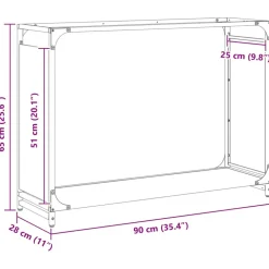 VIDAXL - Portant de bois chauffage noir 90x28x65 cm