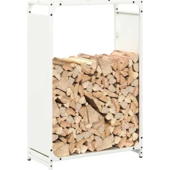VIDAXL - Portant de bois chauffage blanc 60x28x90 cm