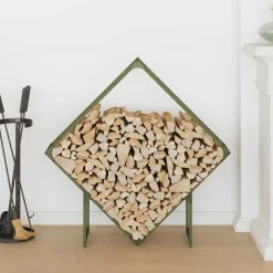 VIDAXL - Portant de bois chauffage vert olive 100x25x100 cm