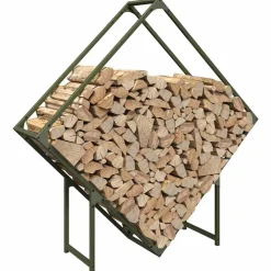 VIDAXL - Portant de bois chauffage vert olive 100x25x100 cm