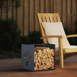 VIDAXL - Portant de bois chauffage anthracite 40x40x40 cm