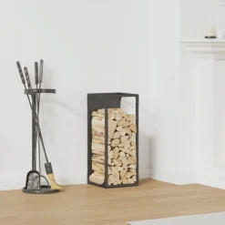 VIDAXL - Portant de bois chauffage noir 25x25x60 cm