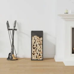 VIDAXL - Portant de bois chauffage noir 25x25x60 cm