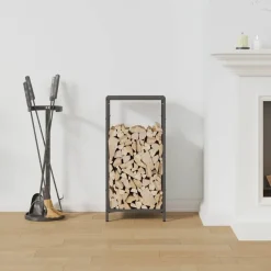 VIDAXL - Portant de bois chauffage noir 34x25x70 cm