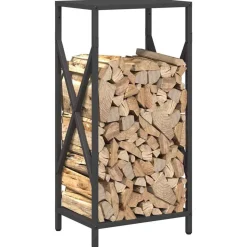 VIDAXL - Portant de bois chauffage noir 34x25x70 cm