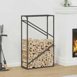 VIDAXL - Portant de bois chauffage noir 60x25x100 cm