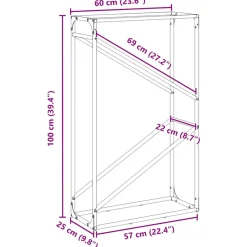 VIDAXL - Portant de bois chauffage noir 60x25x100 cm