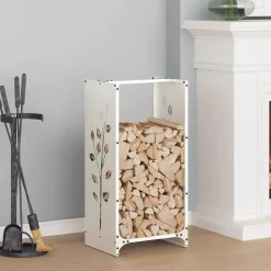 VIDAXL - Portant de bois chauffage blanc 40x30x80 cm
