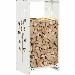 VIDAXL - Portant de bois chauffage blanc 40x30x80 cm