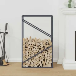 VIDAXL - Portant de bois chauffage anthracite 60x25x100 cm