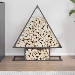 VIDAXL - Portant de bois chauffage noir 80x25x90 cm