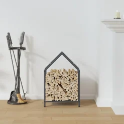 VIDAXL - Portant de bois chauffage anthracite 40x25x60 cm