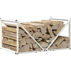 VIDAXL - Portant de bois chauffage blanc 70x43x34,5 cm