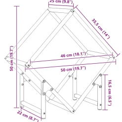 VIDAXL - Portant de bois chauffage noir 50x25x50 cm