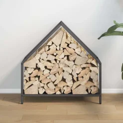 VIDAXL - Portant de bois chauffage noir 60x25x60 cm