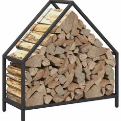 VIDAXL - Portant de bois chauffage noir 60x25x60 cm