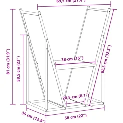 VIDAXL - Portant de bois chauffage anthracite 69,5x35x81 cm