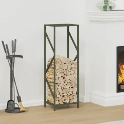 VIDAXL - Portant de bois chauffage vert olive 34x25x100 cm