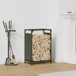 VIDAXL - Portant de bois chauffage vert olive 44x28x65 cm