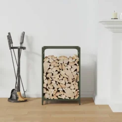 VIDAXL - Portant de bois chauffage vert olive 44x28x65 cm