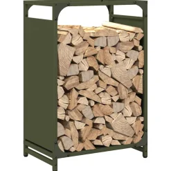 VIDAXL - Portant de bois chauffage vert olive 44x28x65 cm