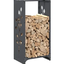 VIDAXL - Portant de bois chauffage anthracite 40x30x80 cm