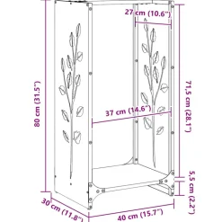 VIDAXL - Portant de bois chauffage anthracite 40x30x80 cm