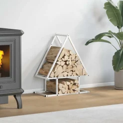 VIDAXL - Portant de bois chauffage blanc 50x25x60 cm