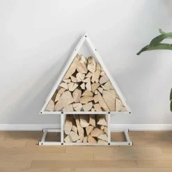 VIDAXL - Portant de bois chauffage blanc 50x25x60 cm