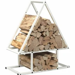 VIDAXL - Portant de bois chauffage blanc 50x25x60 cm