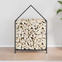 VIDAXL - Portant de bois chauffage noir 60x25x90 cm