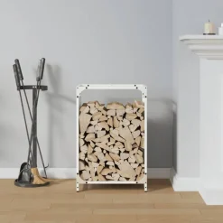 VIDAXL - Portant de bois chauffage blanc 44x28x65 cm