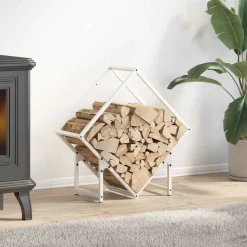 VIDAXL - Portant de bois chauffage blanc 60x25x60 cm