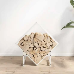 VIDAXL - Portant de bois chauffage blanc 60x25x60 cm