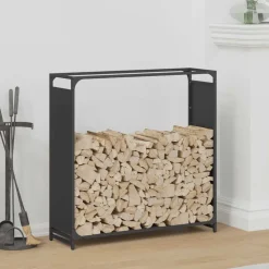 VIDAXL - Portant de bois chauffage noir 90x28x90 cm