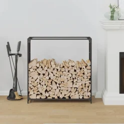 VIDAXL - Portant de bois chauffage noir 90x28x90 cm
