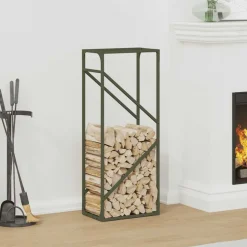 VIDAXL - Portant de bois chauffage vert olive 40x25x100 cm