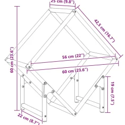 VIDAXL - Portant de bois chauffage noir 60x25x60 cm