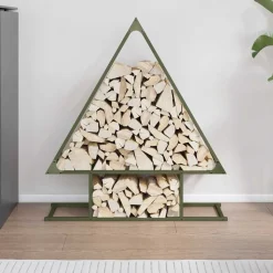 VIDAXL - Portant de bois chauffage vert olive 80x25x90 cm