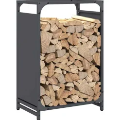 VIDAXL - Portant de bois chauffage anthracite 44x28x65 cm