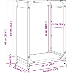 VIDAXL - Portant de bois chauffage anthracite 44x28x65 cm